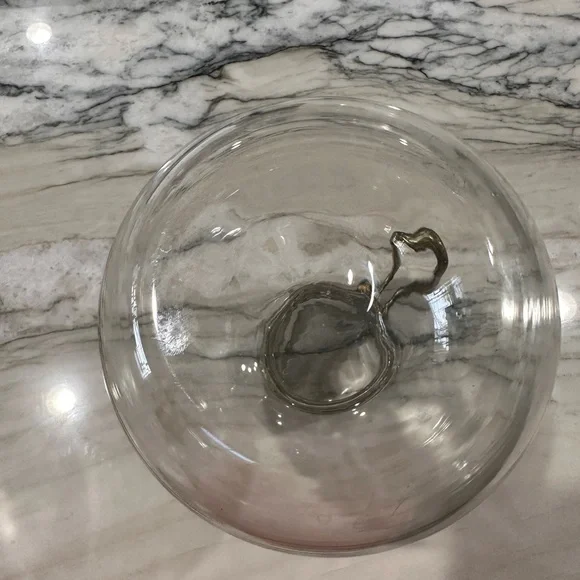 Vtg Pyrex glass beverage server/gold art deco handle (no top)